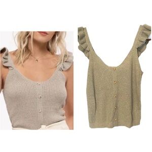 * NEW Mine Ruffle Sweater Size L Tan